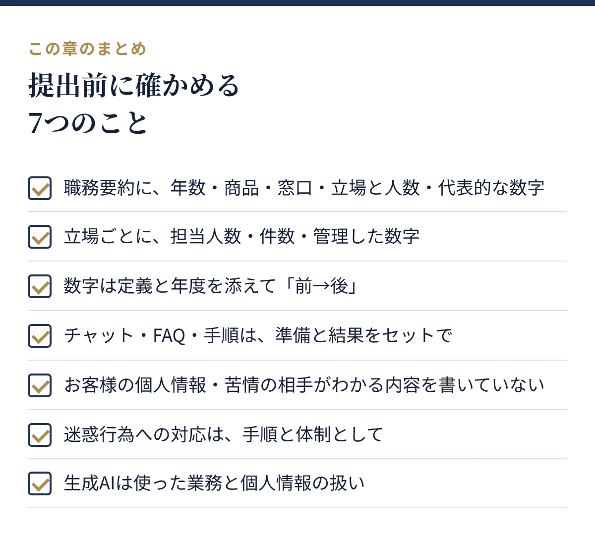 提出前に確かめる7つのこと