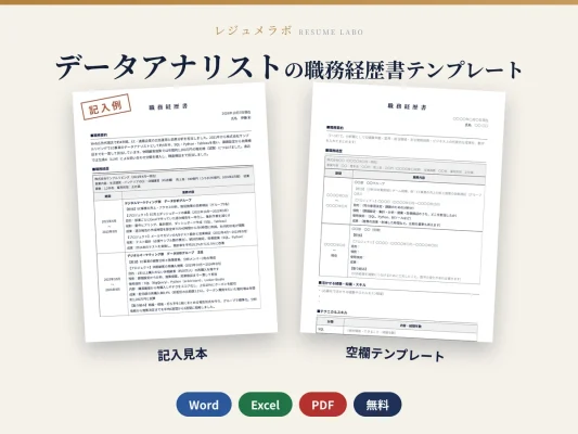 データアナリストの職務経歴書テンプレート（記入見本つき）