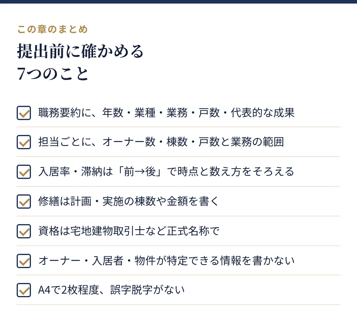 提出前に確かめる7つのこと