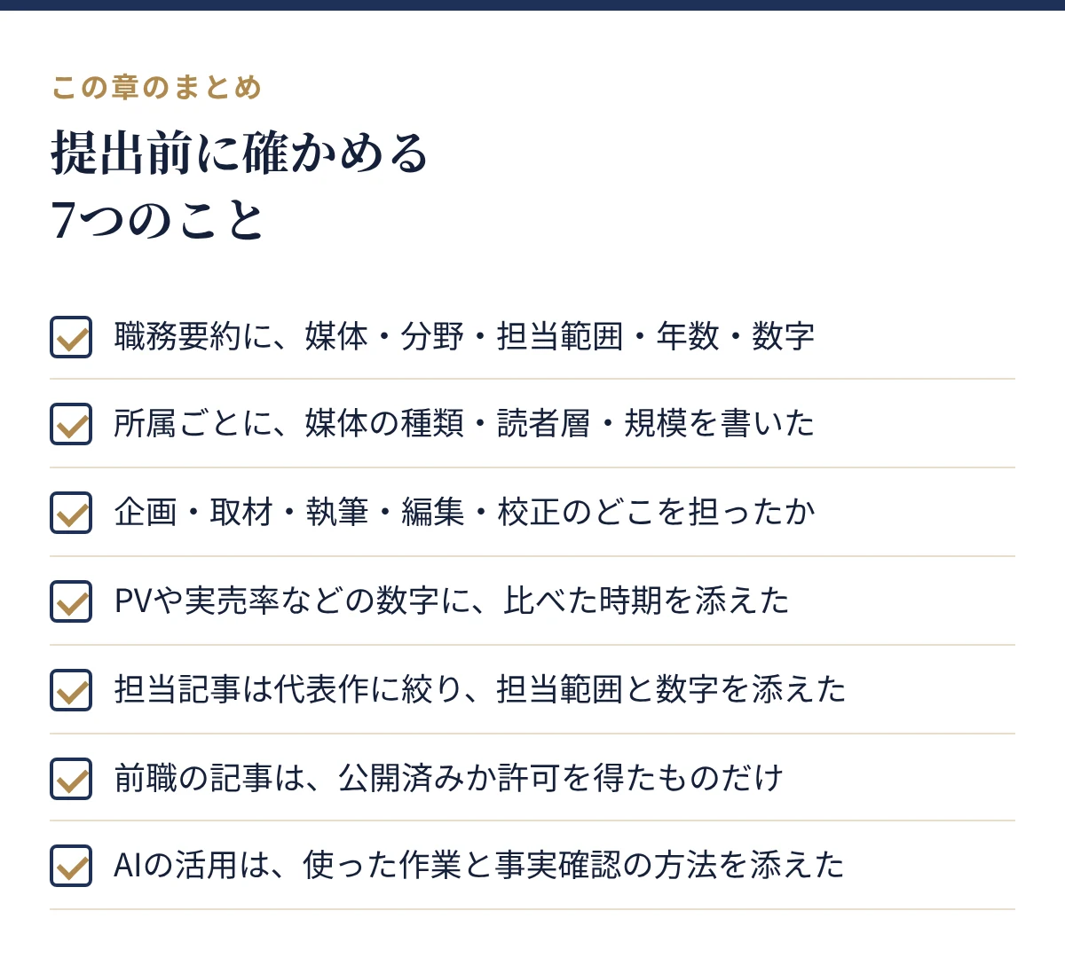 提出前に確かめる7つのこと