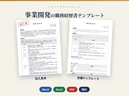 事業開発の職務経歴書テンプレート｜記入見本・書き方ガイド付き（Word・Excel・PDF）