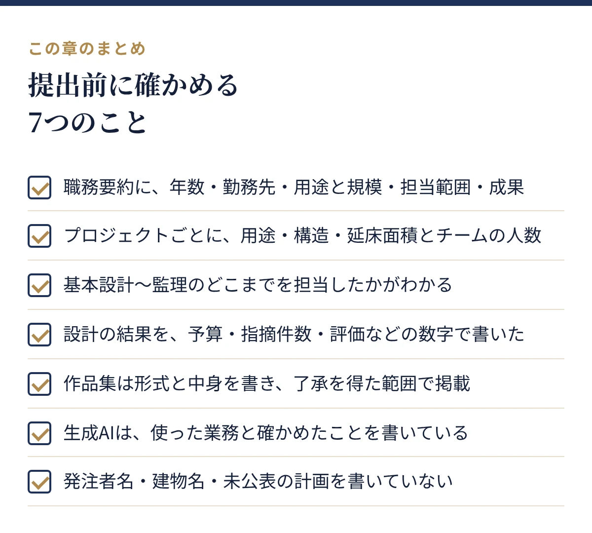 提出前に確かめる7つのこと