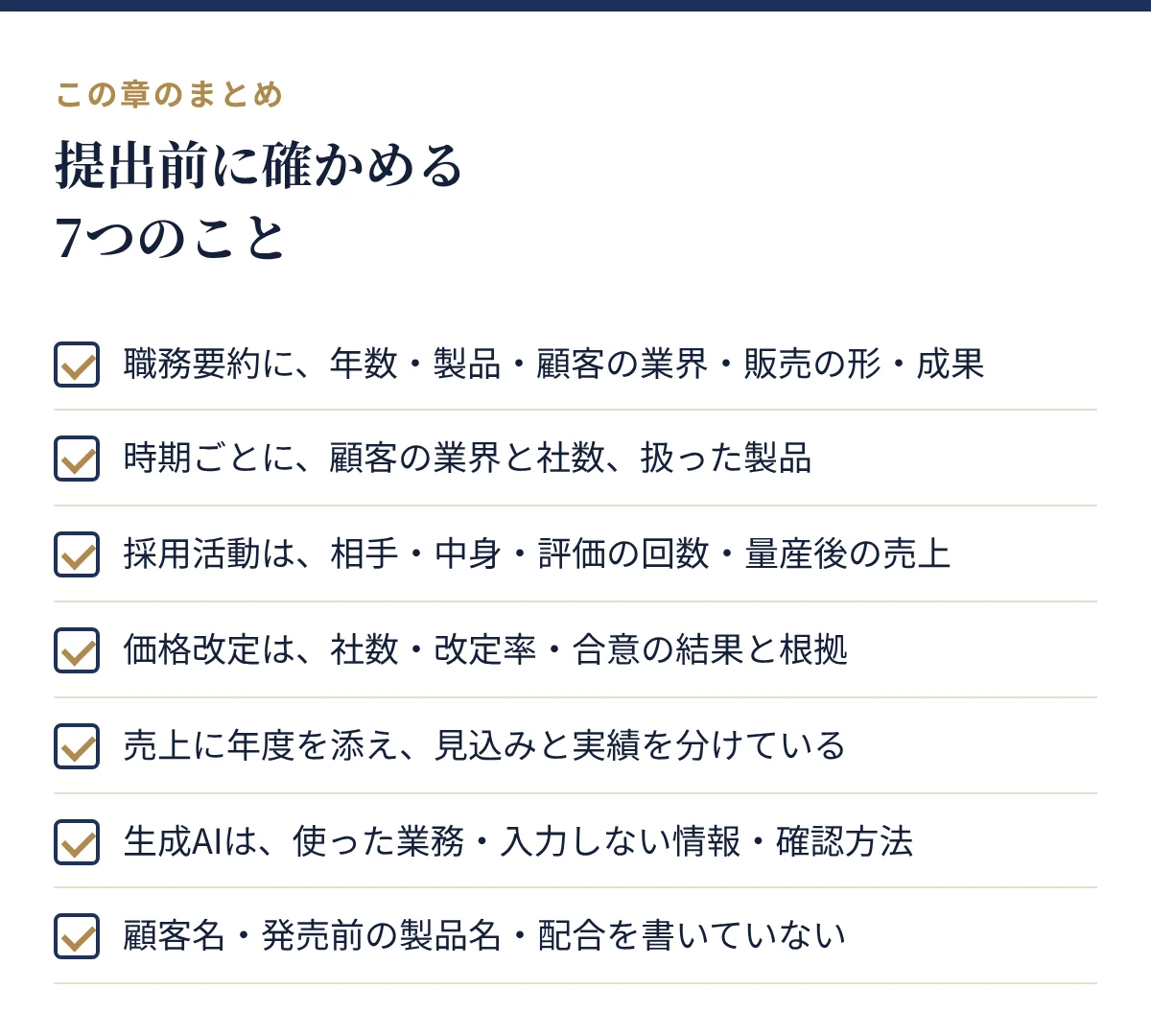提出前に確かめる7つのこと