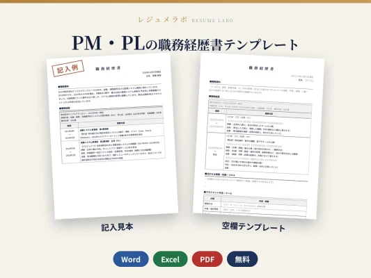 PM・PLの職務経歴書テンプレート（記入見本つき）
