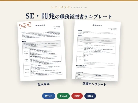 SE（システムエンジニア）の職務経歴書テンプレート（記入見本つき）