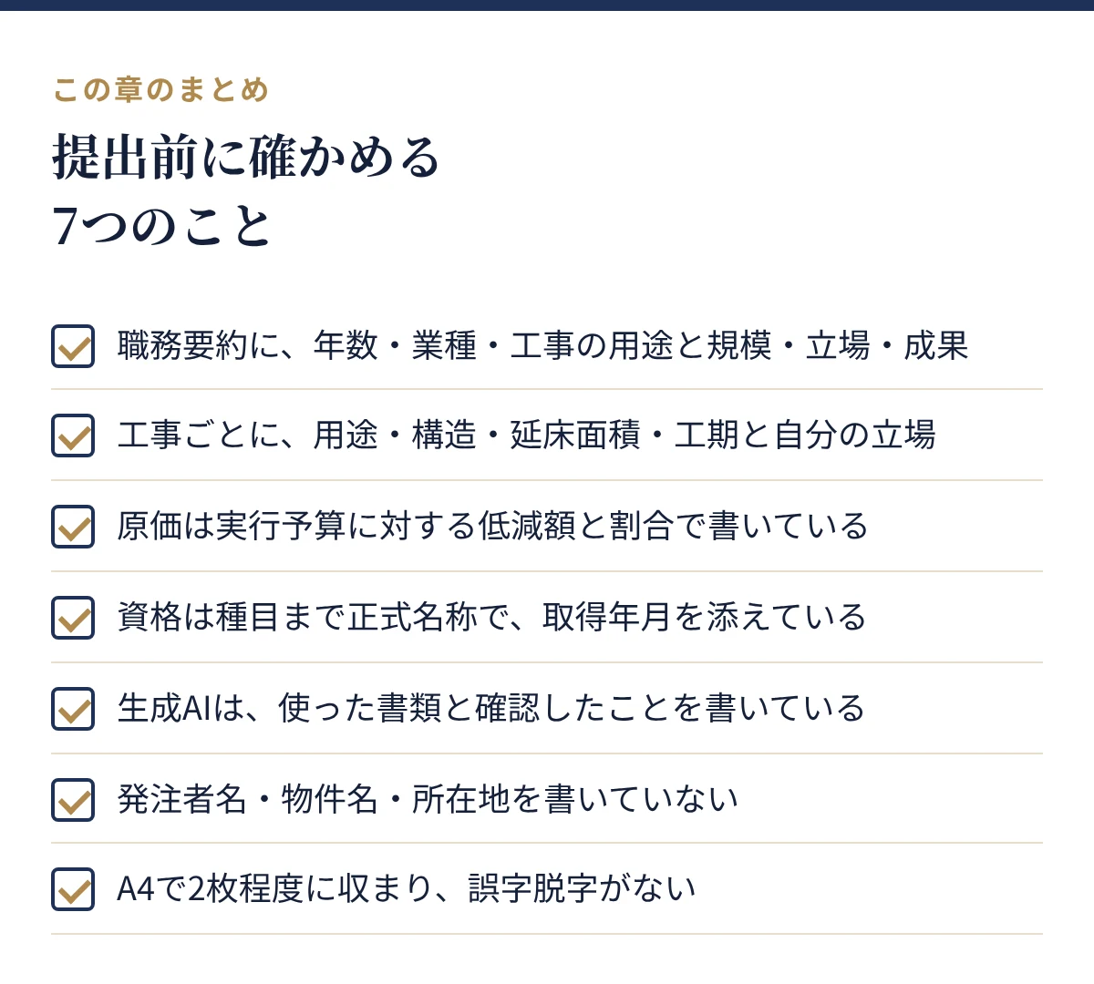 提出前に確かめる7つのこと