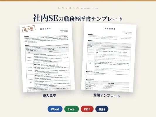 社内SEの職務経歴書テンプレート｜記入見本・書き方ガイド付き（Word・Excel・PDF）