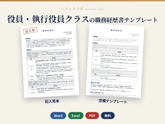 役員・執行役員クラスの職務経歴書テンプレート｜記入見本・書き方ガイド付き（Word・Excel・PDF）